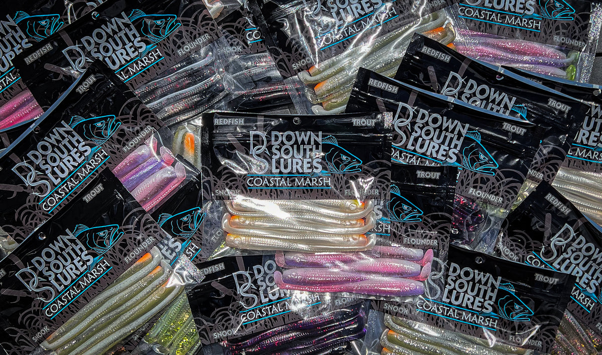 assortment of down south coastal marsh lures bags